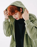 ダブルユーブイプロジェクト(WV PROJECT)  Dust Pigment Hood Zip-up Khaki MJOT7437