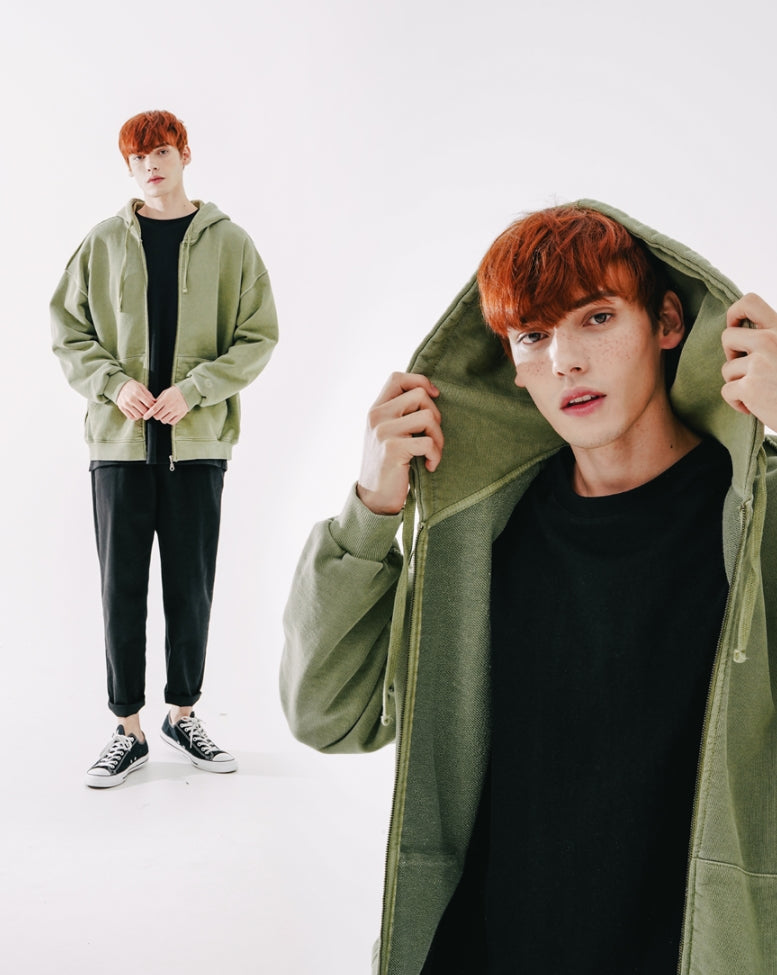 ダブルユーブイプロジェクト(WV PROJECT)  Dust Pigment Hood Zip-up Khaki MJOT7437