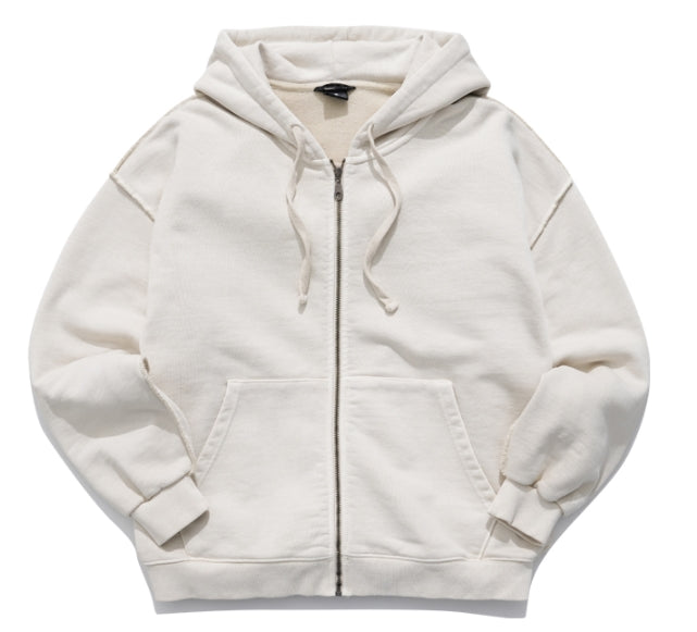 ダブルユーブイプロジェクト(WV PROJECT)  Dust Pigment Hood Zip-up Grey Beige MJOT7437