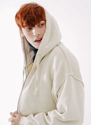 ダブルユーブイプロジェクト(WV PROJECT)  Dust Pigment Hood Zip-up Grey Beige MJOT7437