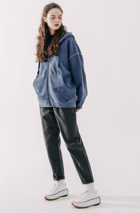 ダブルユーブイプロジェクト(WV PROJECT)  Dust Pigment Hood Zip-up Navy MJOT7437