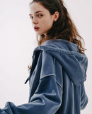 ダブルユーブイプロジェクト(WV PROJECT)  Dust Pigment Hood Zip-up Navy MJOT7437