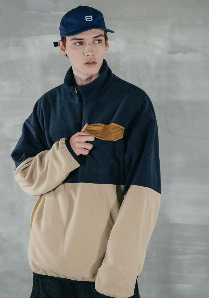 パーステップ(PERSTEP) CORDUROY POKET HALF ZIP-UP JACKET BEIGE SMOT4375
