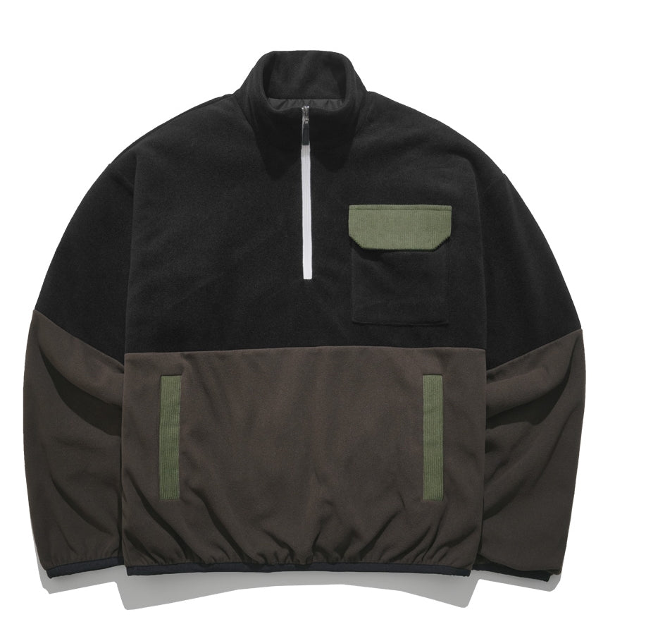 パーステップ(PERSTEP) CORDUROY POKET HALF ZIP-UP JACKET BLACK SMOT4375