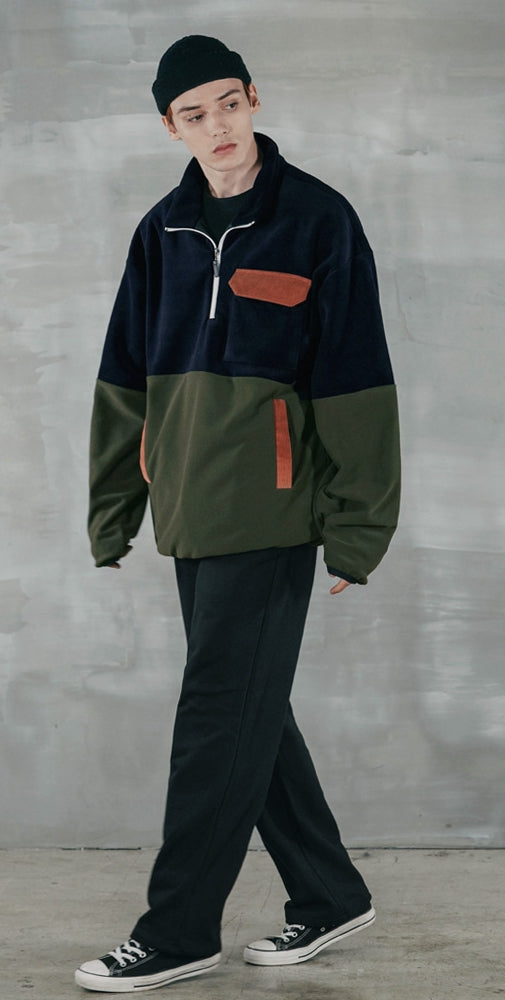 パーステップ(PERSTEP) CORDUROY POKET HALF ZIP-UP JACKET KHAKI SMOT4375