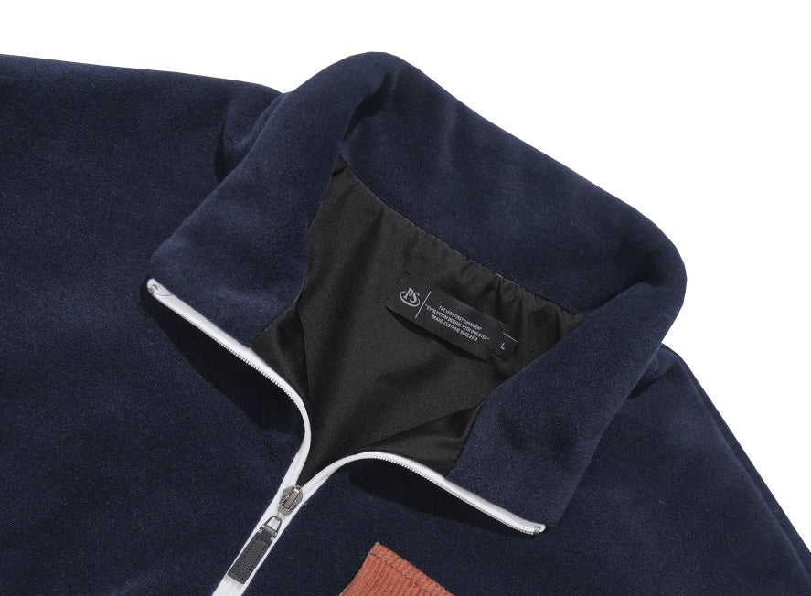 パーステップ(PERSTEP) CORDUROY POKET HALF ZIP-UP JACKET KHAKI SMOT4375