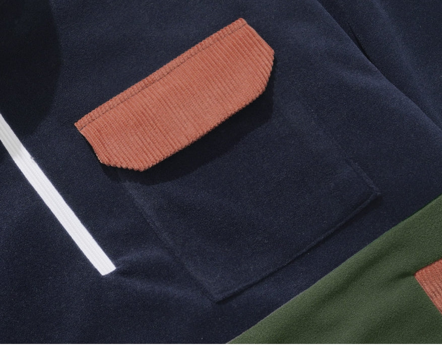 パーステップ(PERSTEP) CORDUROY POKET HALF ZIP-UP JACKET KHAKI SMOT4375