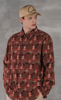 パーステップ(PERSTEP) SQUARE PATCH SHIRT RED SMLS4379
