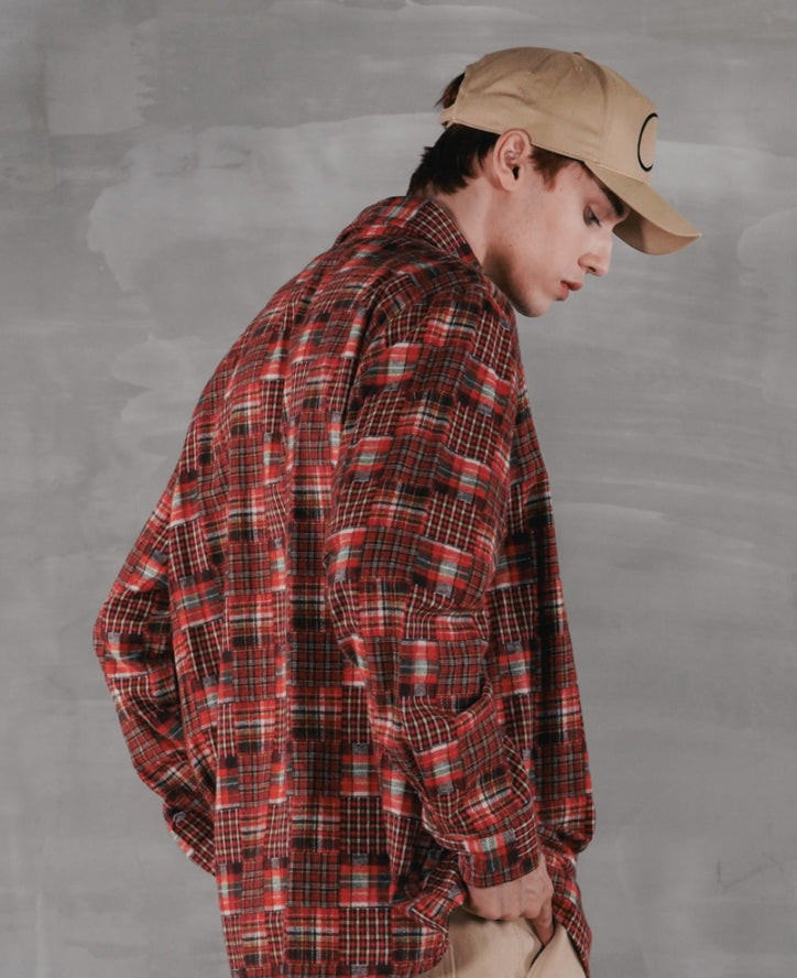 パーステップ(PERSTEP) SQUARE PATCH SHIRT RED SMLS4379