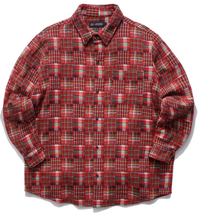 パーステップ(PERSTEP) SQUARE PATCH SHIRT RED SMLS4379