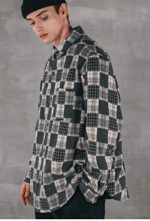 パーステップ(PERSTEP) SQUARE PATCH SHIRT GREY SMLS4379
