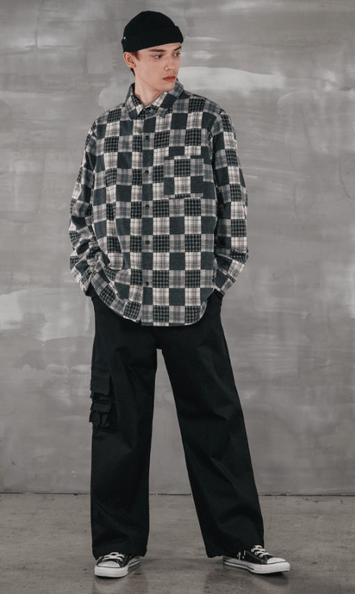 パーステップ(PERSTEP) SQUARE PATCH SHIRT GREY SMLS4379