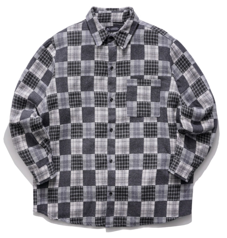 パーステップ(PERSTEP) SQUARE PATCH SHIRT GREY SMLS4379