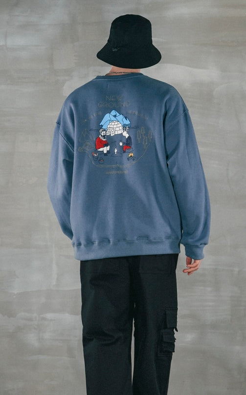 パーステップ(PERSTEP) NEW GROUND SWEATSHIRT BLUE GREY SMMT4385