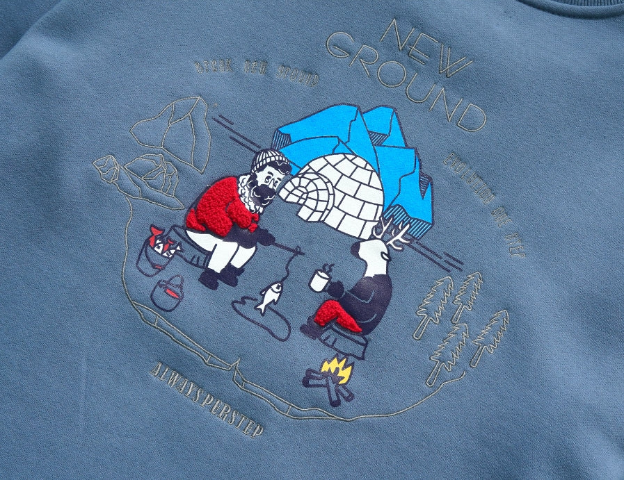 パーステップ(PERSTEP) NEW GROUND SWEATSHIRT BLUE GREY SMMT4385