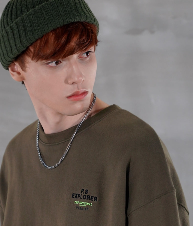 パーステップ(PERSTEP) SEMI CIRCLE MOUNTAIN SWEATSHIRT KHAKI BJMT4367