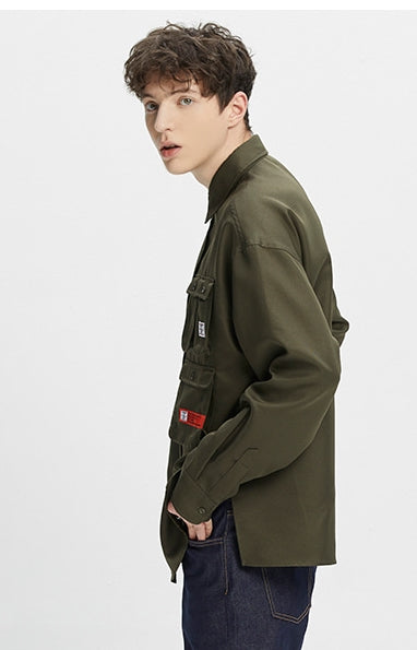 ベドインベド(BADINBAD)  MULTI POCKET SHIRT_KHAKI