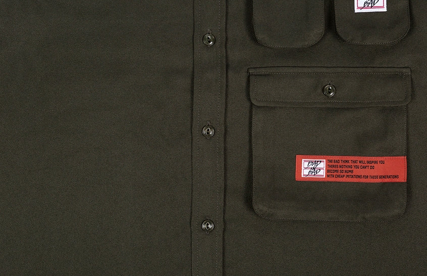 ベドインベド(BADINBAD)  MULTI POCKET SHIRT_KHAKI