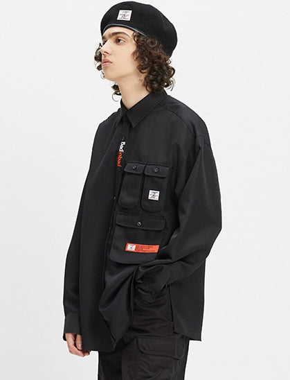 ベドインベド(BADINBAD)  MULTI POCKET SHIRT_BLACK