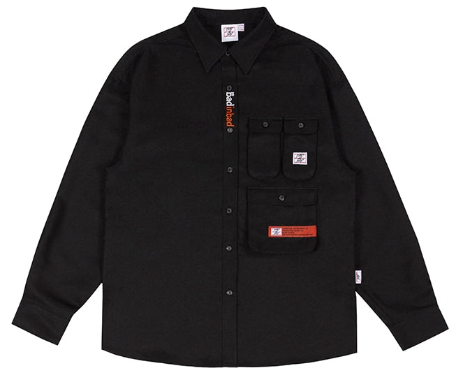 ベドインベド(BADINBAD)  MULTI POCKET SHIRT_BLACK