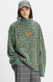 ベドインベド(BADINBAD)  LEOPARD KNITTED TURTLENECK_SAGE GREEN