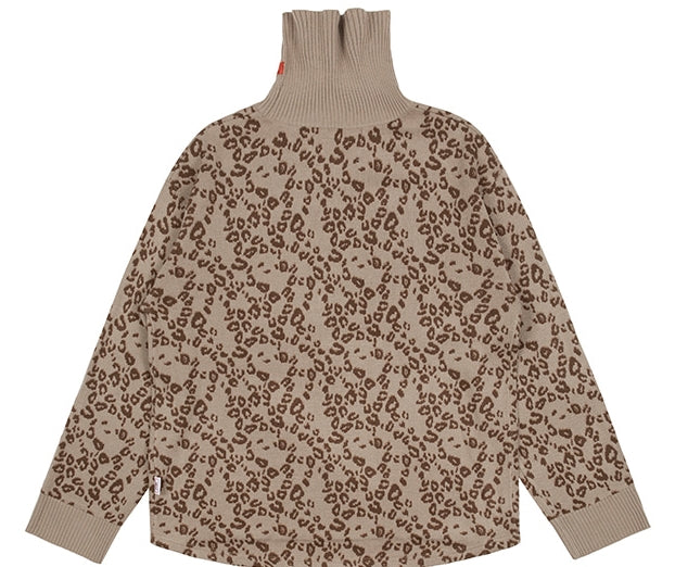 ベドインベド(BADINBAD)  LEOPARD KNITTED TURTLENECK_BEIGE