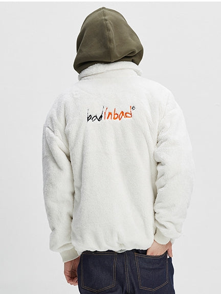 ベドインベド(BADINBAD)  HAND DRAWING FLEECE JACKET_OATMEAL