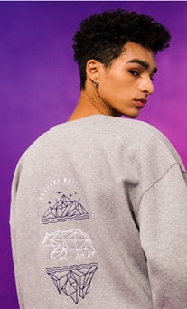 ティーダブリューエヌ(TWN)  GEOMETRY SWEAT SHIRT GREY STMT3300
