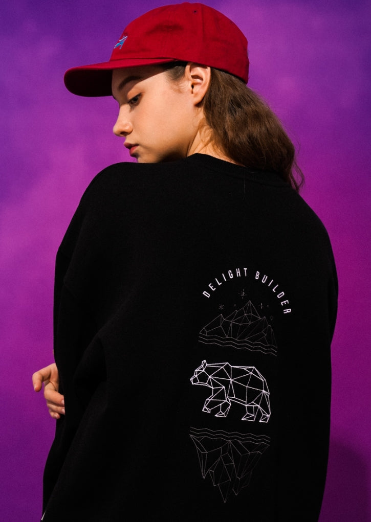 ティーダブリューエヌ(TWN)  GEOMETRY SWEAT SHIRT BLACK STMT3300
