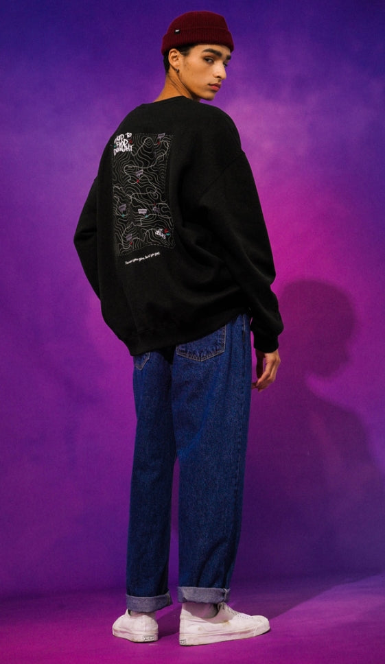 ティーダブリューエヌ(TWN)  MAPFIND SWEAT SHIRT BLACK STMT3303