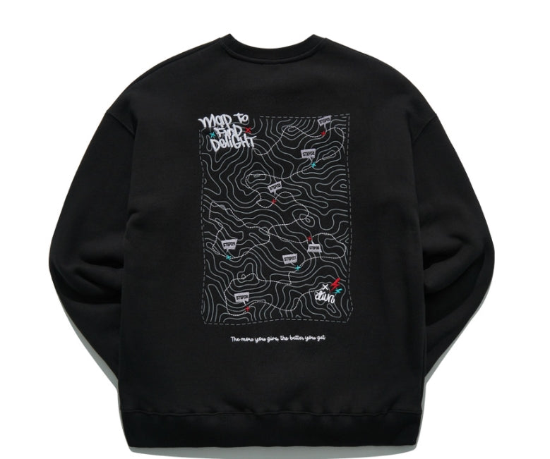 ティーダブリューエヌ(TWN)  MAPFIND SWEAT SHIRT BLACK STMT3303