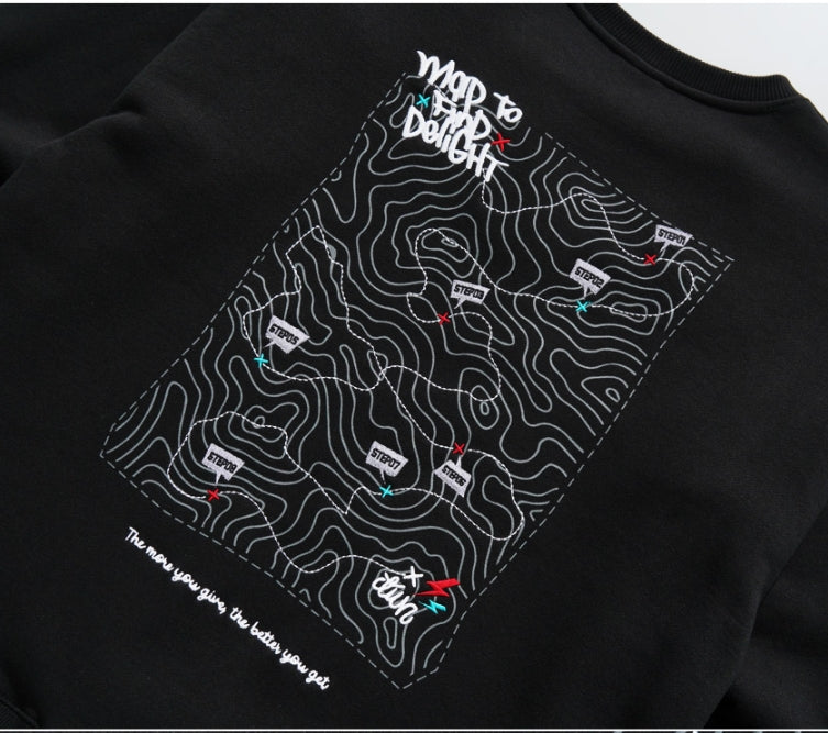 ティーダブリューエヌ(TWN)  MAPFIND SWEAT SHIRT BLACK STMT3303