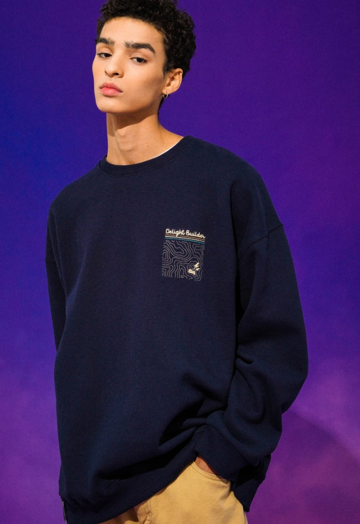 ティーダブリューエヌ(TWN)  MAPFIND SWEAT SHIRT NAVY STMT3303