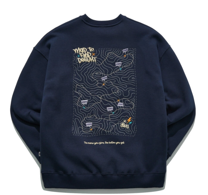 ティーダブリューエヌ(TWN)  MAPFIND SWEAT SHIRT NAVY STMT3303