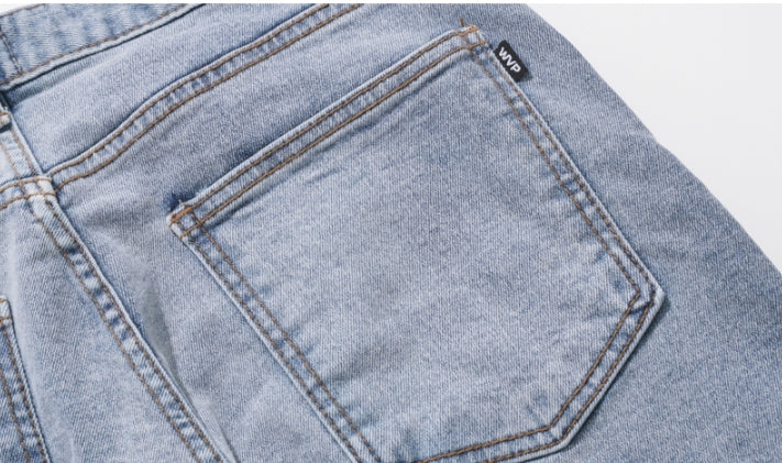 ダブルユーブイプロジェクト(WV PROJECT) Mixed Denim Pants GreyBlue CJLP7426
