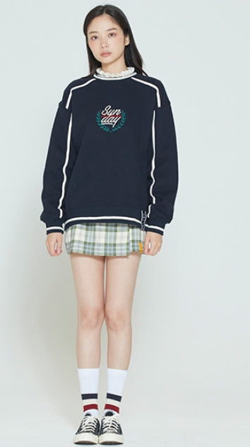 ロマンティッククラウン(ROMANTIC CROWN) SHOULDER LINE SWEATSHIRT_NAVY