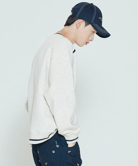 ロマンティッククラウン(ROMANTIC CROWN) SHOULDER LINE SWEATSHIRT_MELANGE IVORY