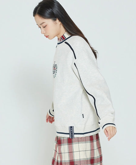 ロマンティッククラウン(ROMANTIC CROWN) SHOULDER LINE SWEATSHIRT_MELANGE IVORY