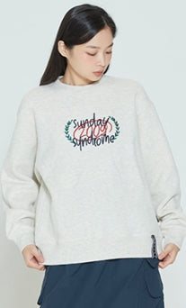 ロマンティッククラウン(ROMANTIC CROWN) CHECKLIST SWEATSHIRT_MELANGE IVORY