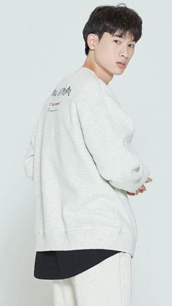 ロマンティッククラウン(ROMANTIC CROWN) CHECKLIST SWEATSHIRT_MELANGE IVORY