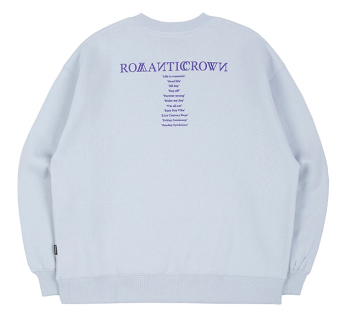 ロマンティッククラウン(ROMANTIC CROWN)  RMTCRW SLOGAN SWEAT SHIRT_SKY BLUE