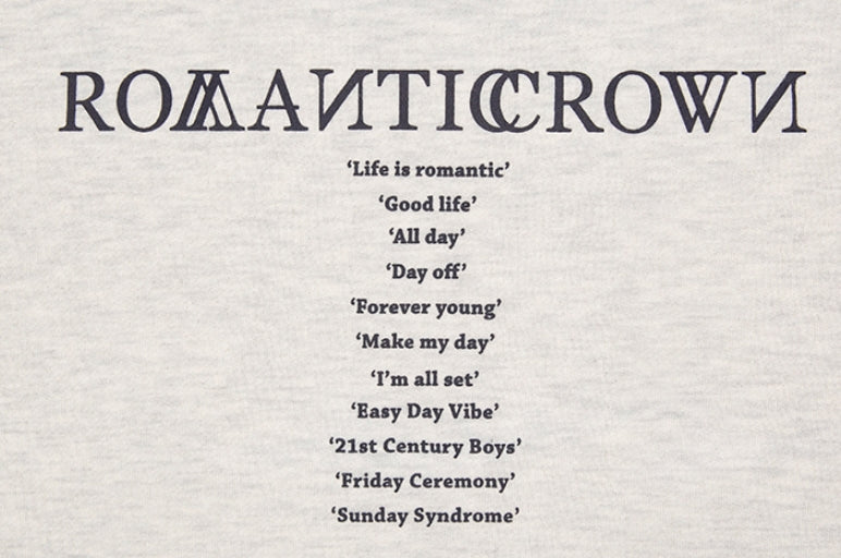 ロマンティッククラウン(ROMANTIC CROWN) RMTCRW SLOGAN SWEAT SHIRT_MELANGE IVORY