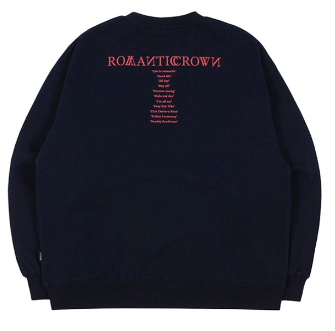 ロマンティッククラウン(ROMANTIC CROWN) RMTCRW SLOGAN SWEAT SHIRT_NAVY