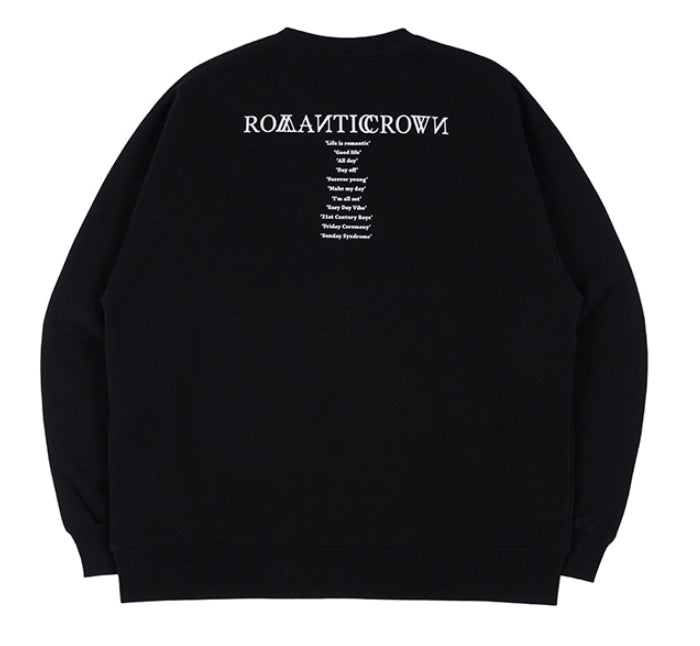 ロマンティッククラウン(ROMANTIC CROWN) RMTCRW SLOGAN SWEAT SHIRT_BLACK