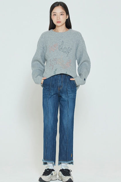 ロマンティッククラウン(ROMANTIC CROWN) SUNDAY SYNDROME SCRIBBLE LOGO KNITWEAR_GREY