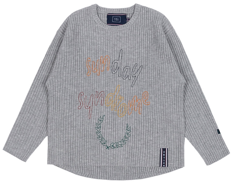 ロマンティッククラウン(ROMANTIC CROWN) SUNDAY SYNDROME SCRIBBLE LOGO KNITWEAR_GREY