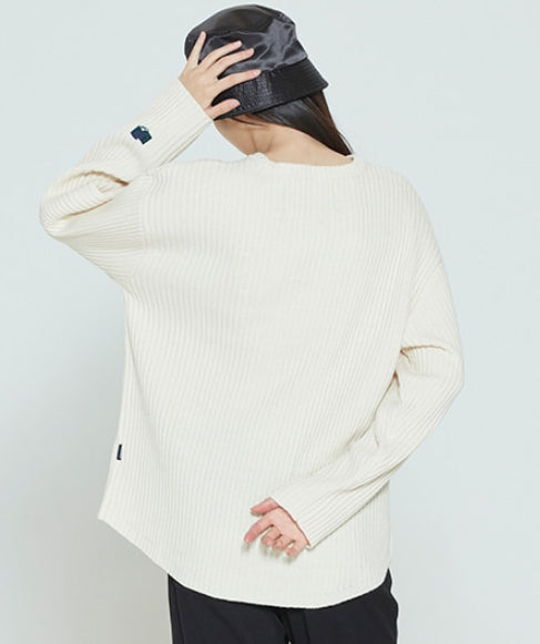 ロマンティッククラウン(ROMANTIC CROWN) SUNDAY SYNDROME SCRIBBLE LOGO KNITWEAR_OATMEAL