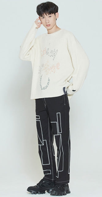 ロマンティッククラウン(ROMANTIC CROWN) SUNDAY SYNDROME SCRIBBLE LOGO KNITWEAR_OATMEAL