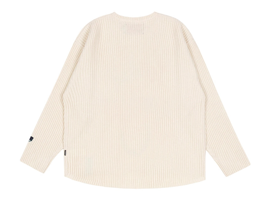 ロマンティッククラウン(ROMANTIC CROWN) SUNDAY SYNDROME SCRIBBLE LOGO KNITWEAR_OATMEAL