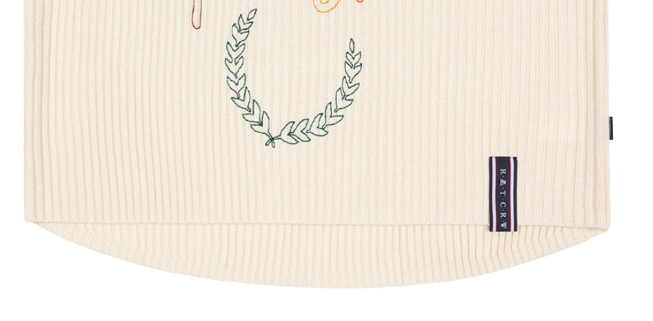 ロマンティッククラウン(ROMANTIC CROWN) SUNDAY SYNDROME SCRIBBLE LOGO KNITWEAR_OATMEAL